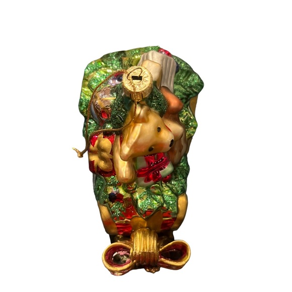 FITZ AND FLOYD Blown Glass Ornament Florentine Christmas Sleigh Toy Bag Teddy - Picture 5 of 6